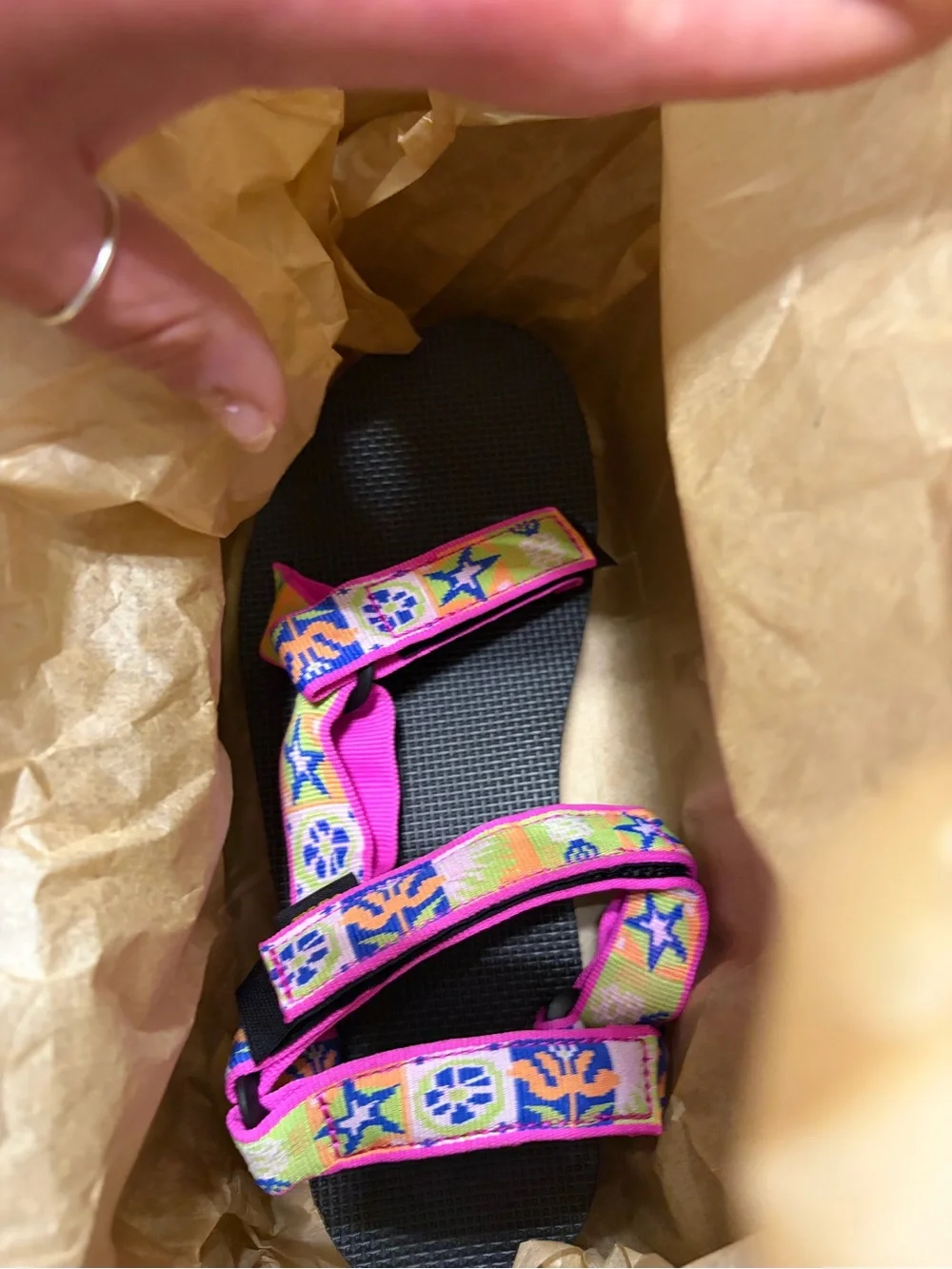 Teva Midform Universal Sandals in Neon Yellow with Multicolor Straps